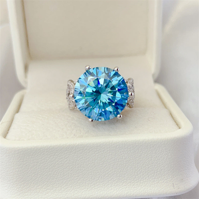 Monardas "Azure Queen" Rare Blue Moissanite Luxury Ring - 10K Finish