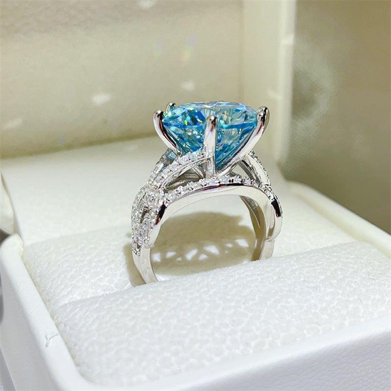 Monardas "Azure Queen" Rare Blue Moissanite Luxury Ring - 10K Finish